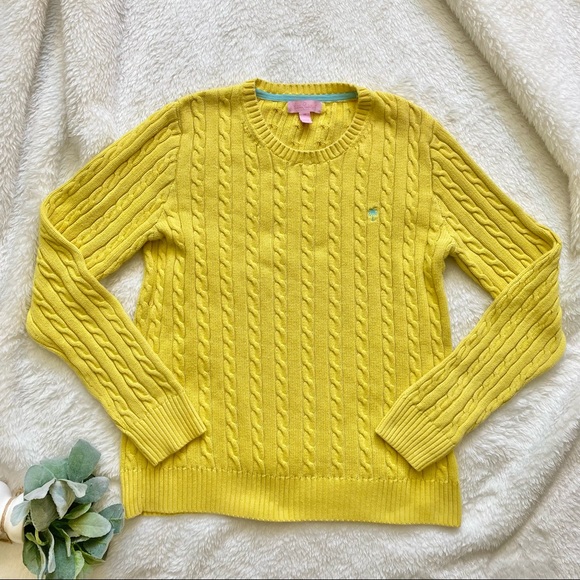 LILLY Pulitzer Yellow Cable Knit Cotton Sweater - Picture 2 of 5